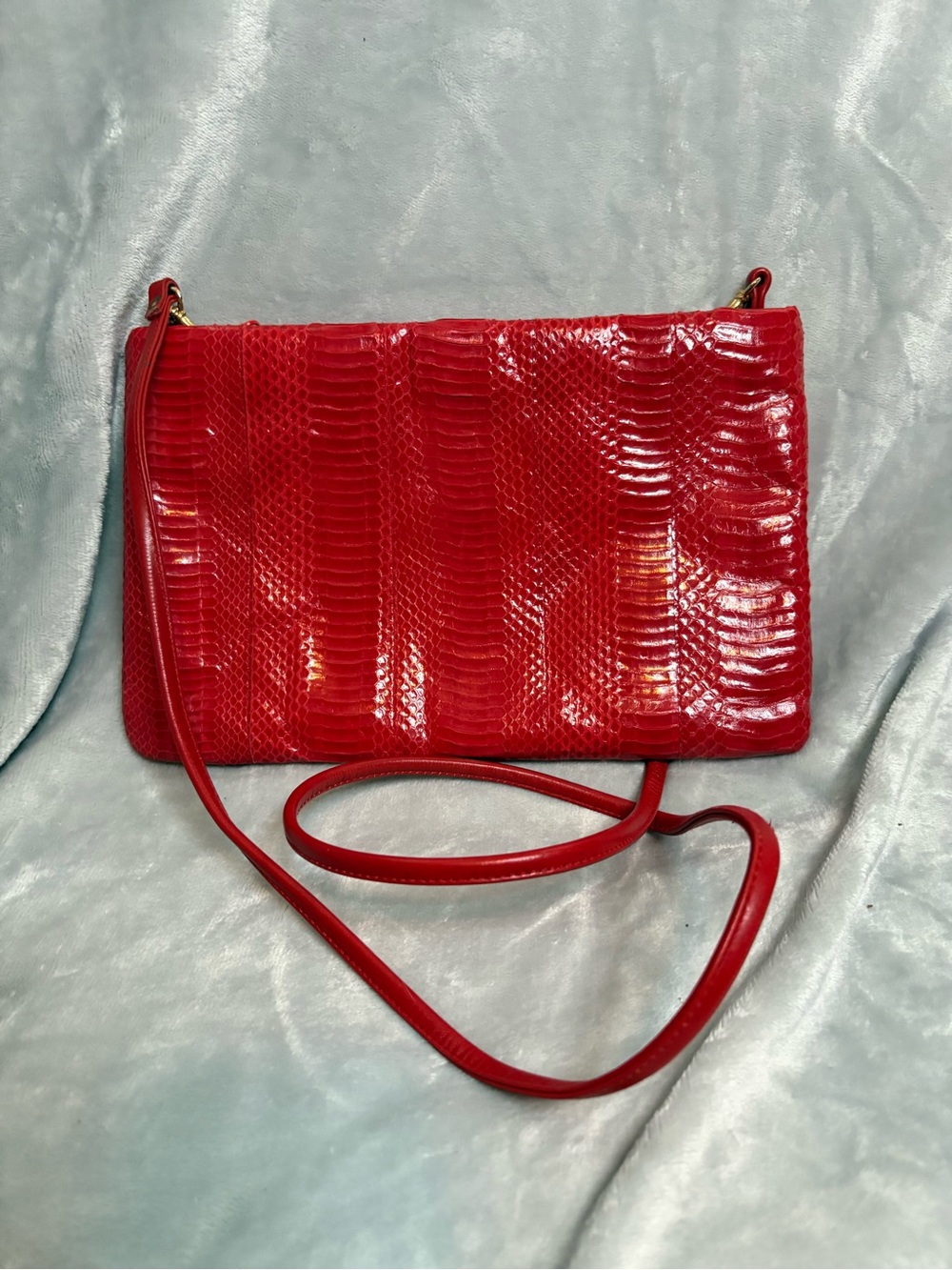 Vintage Jasmin Genuine Snakeskin Leather Crossbody Clutch